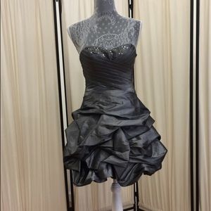 Silver prom dress with sequin embellishments